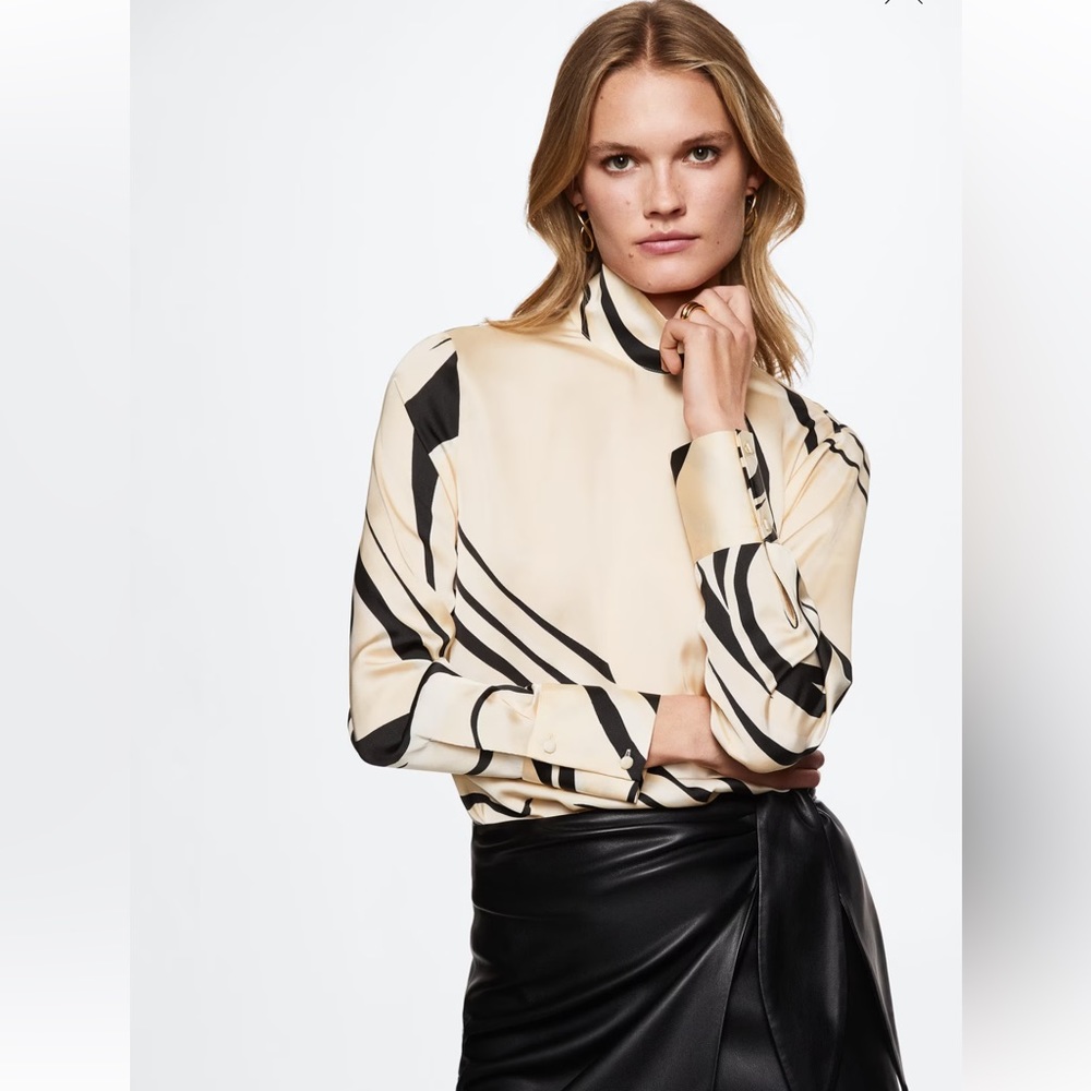 NWT Mango Satin Print Blouse